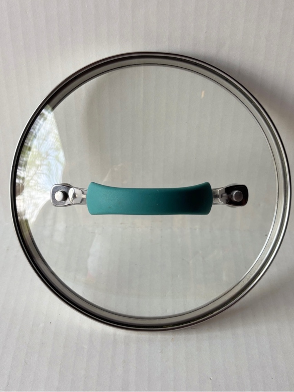Rachael Ray Glass 7" ID 7 1/2" OD Pot Pan Replacement Lid Teal Rubber Handle